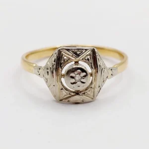 Пръстен Art Deco с малък розов диамант (около 1910 г.)