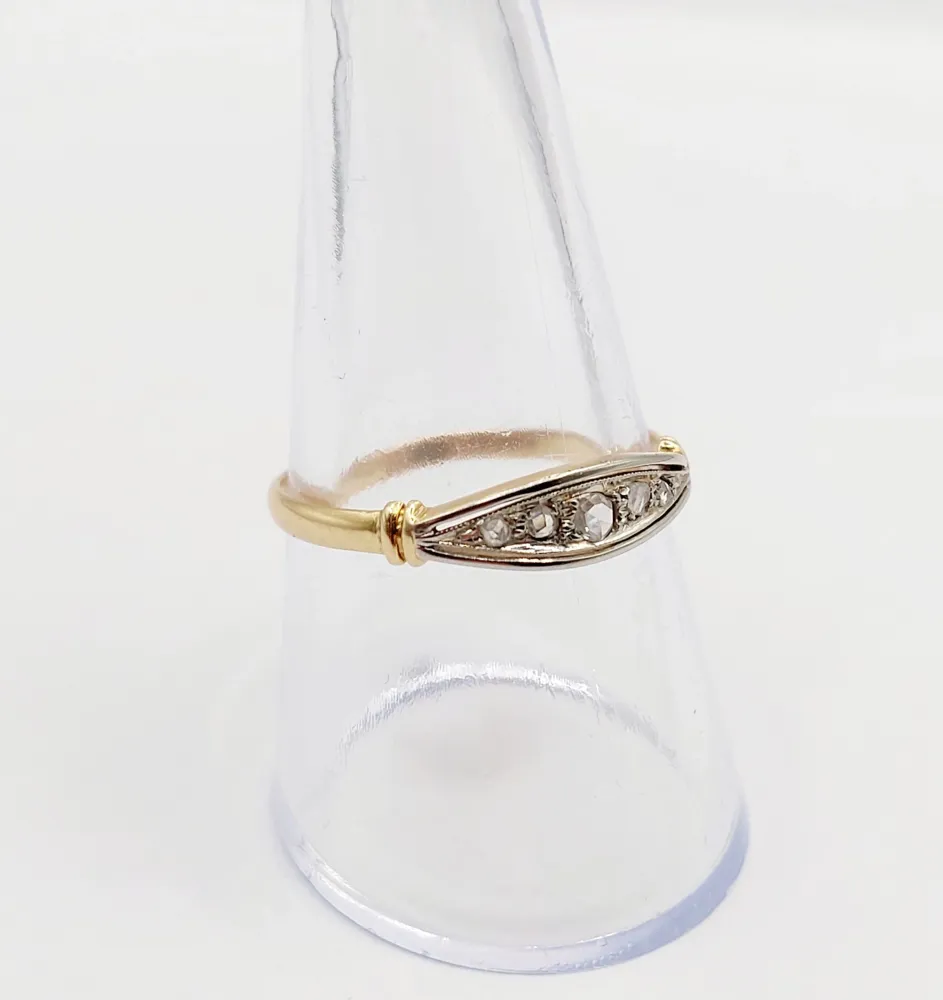 Жартиерен пръстен Art Deco жълто злато, розови диаманти (около 1920 г.)