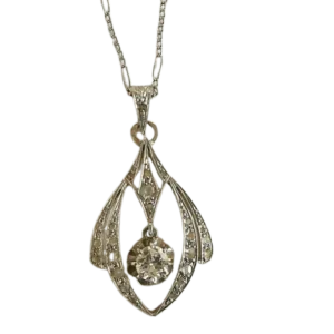 Колие Art Deco - Висулка от жълто и бяло злато 750 и диаманти