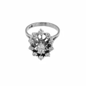 Коктейлен пръстен Art Deco от HRD сертифицирано бяло злато с диаманти
