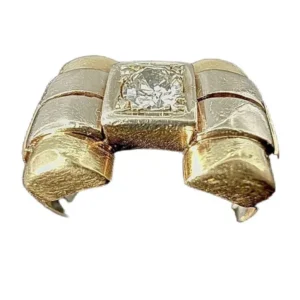 Bague Tank sertie d’un diamant en or jaune 18 carats