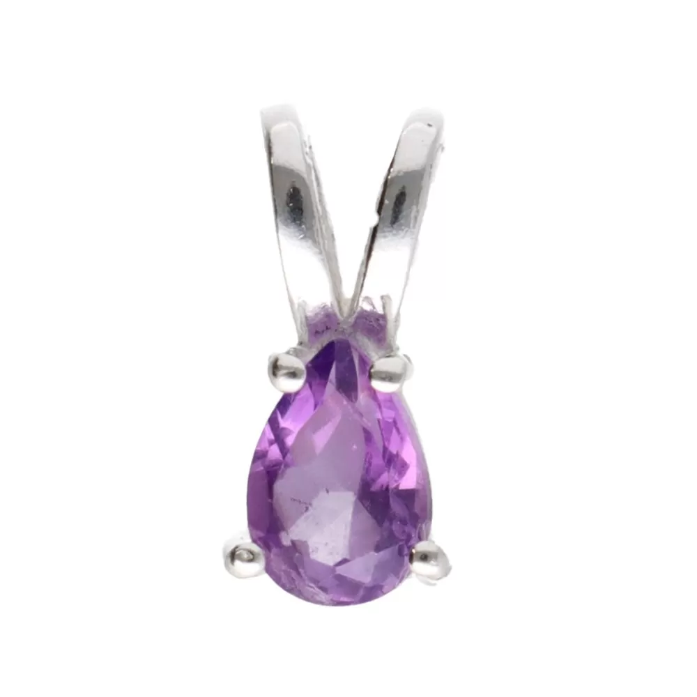 Мини висулка аметист 0,6 см, сребро, камък на февруарския месец, birthstone