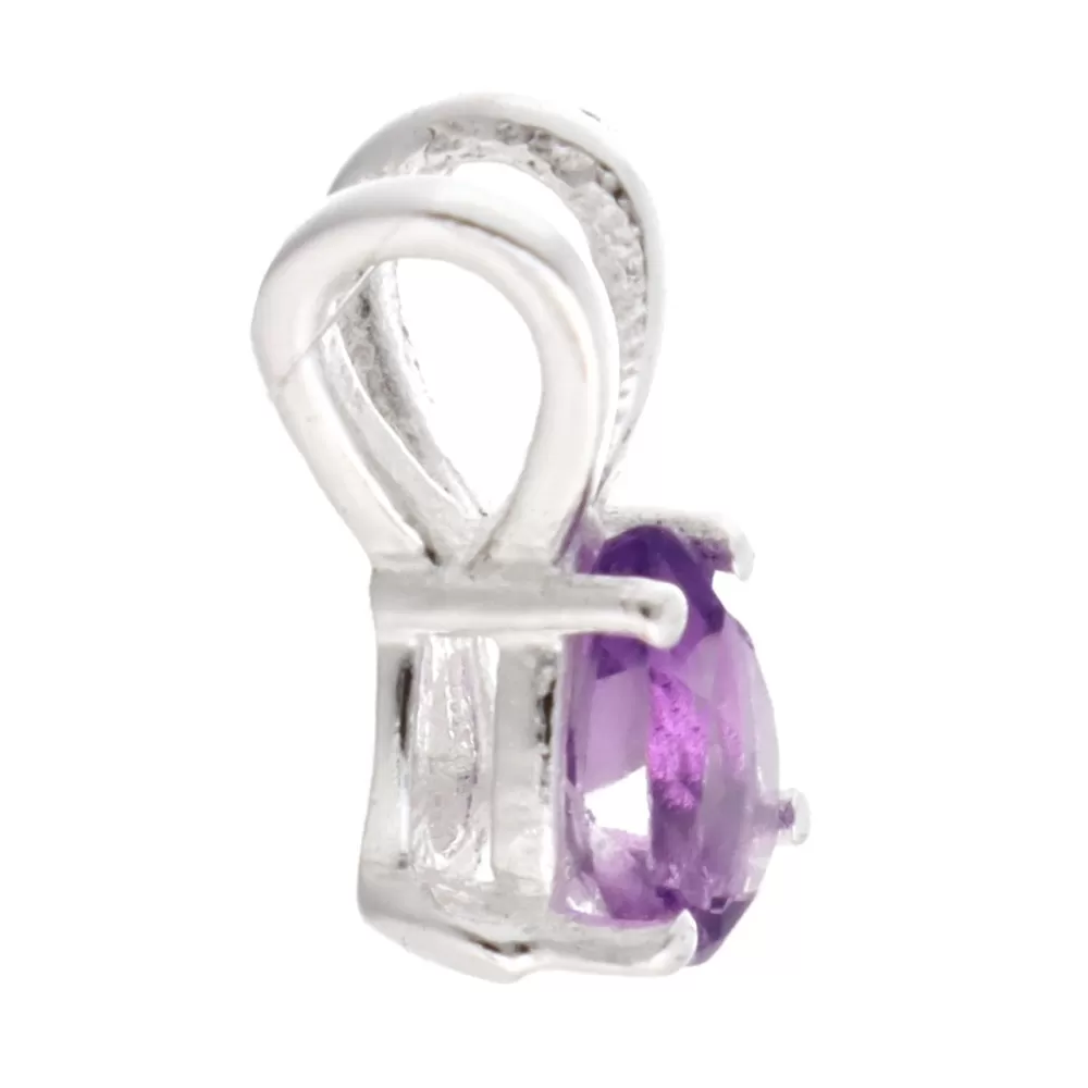 Мини висулка аметист 0,6 см, сребро, камък на февруарския месец, birthstone