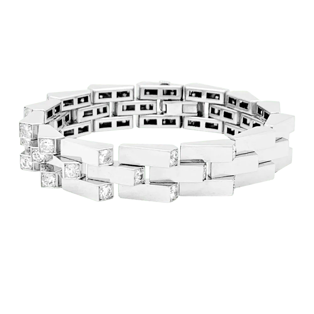 Винтидж гривна Boucheron, "Къща", Платина, диаманти.