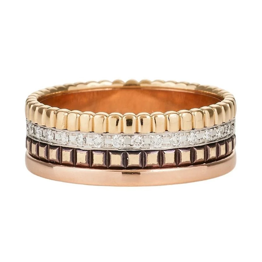 Boucheron - Пръстен Quatre от три вида злато с PVD покритие и диаманти