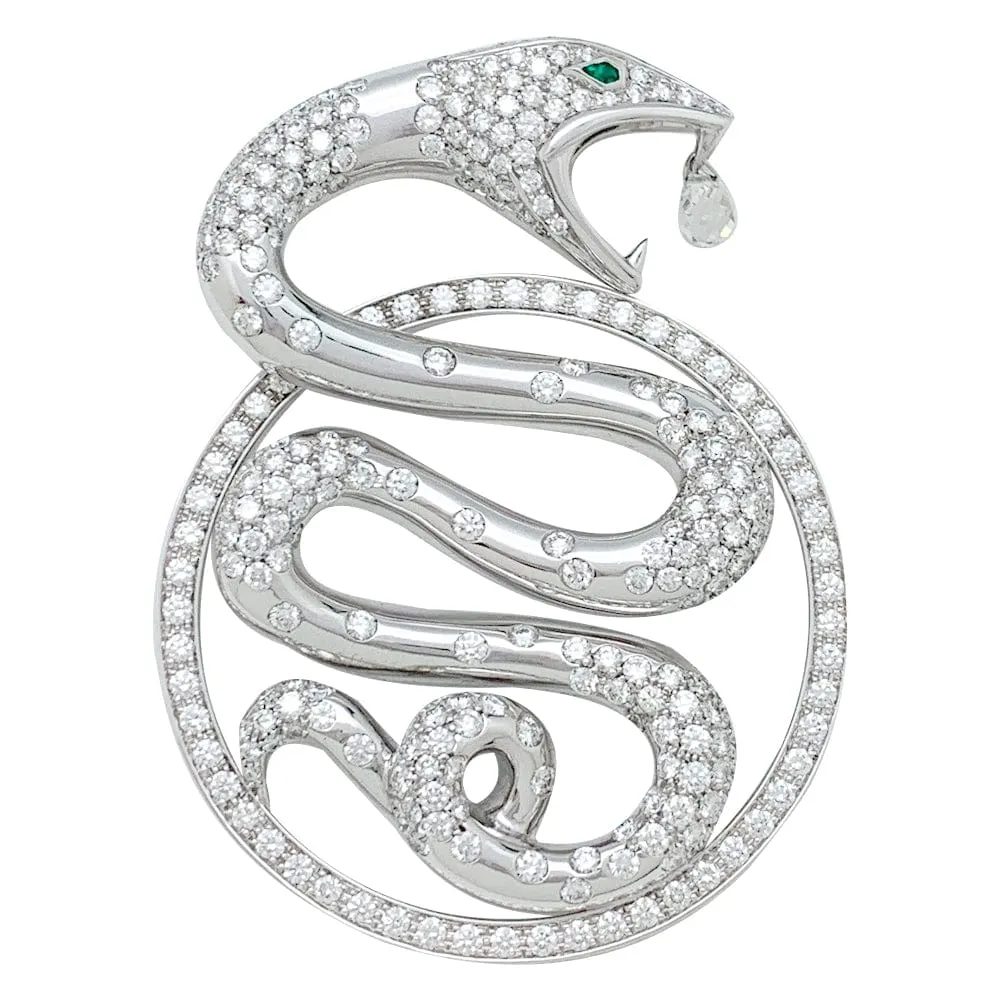 Висулка Boucheron, "Trouble“, бяло злато, диаманти и изумруди.