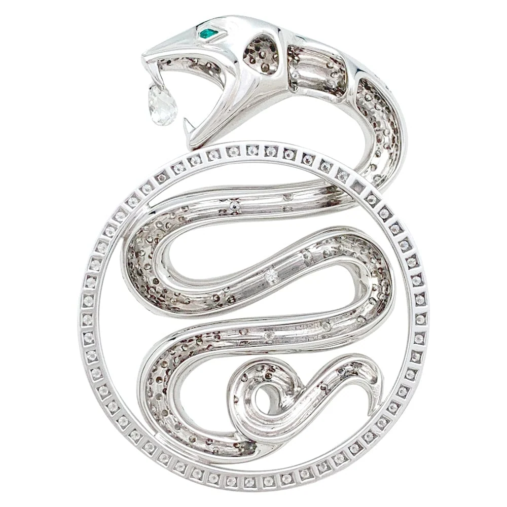 Висулка Boucheron, "Trouble“, бяло злато, диаманти и изумруди.