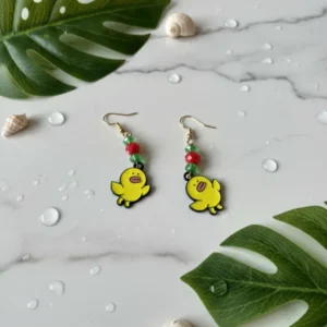 Boucles d’oreilles canards jaunes pendantes