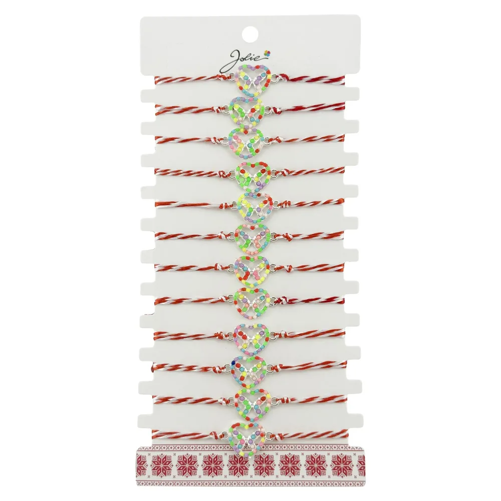 Bratara Martisor pentru Dama, Jolie, Model Fluturas Inima, Set 12 bucati, Pandativ Argintiu din Inox cu Elemente Multicolo...