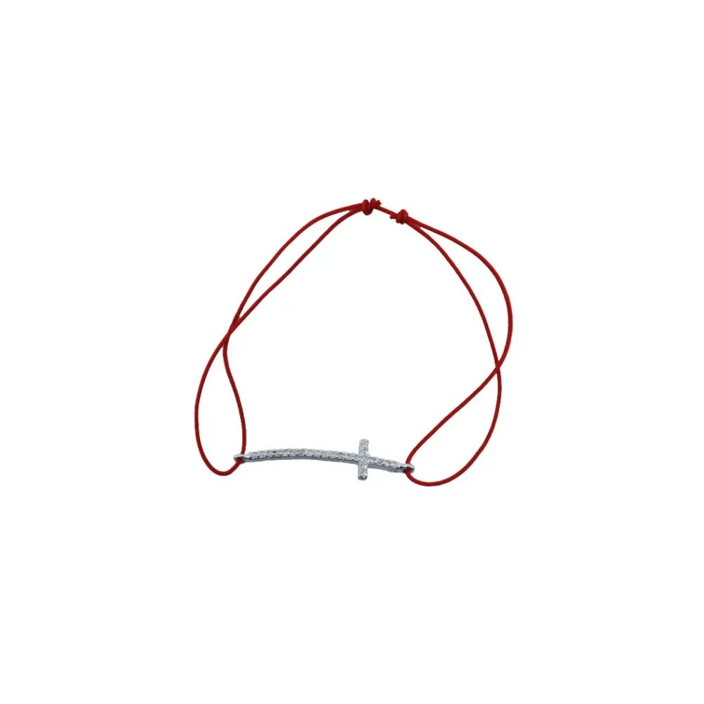 Bratara cu nod dublu din Argint 925 Cruce cu pietre, 0.8 g