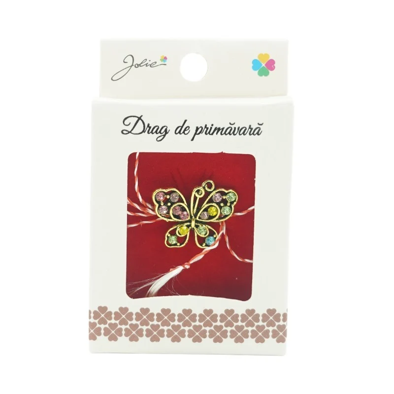 Brosa Mica Cutie Fluture cu Pietre