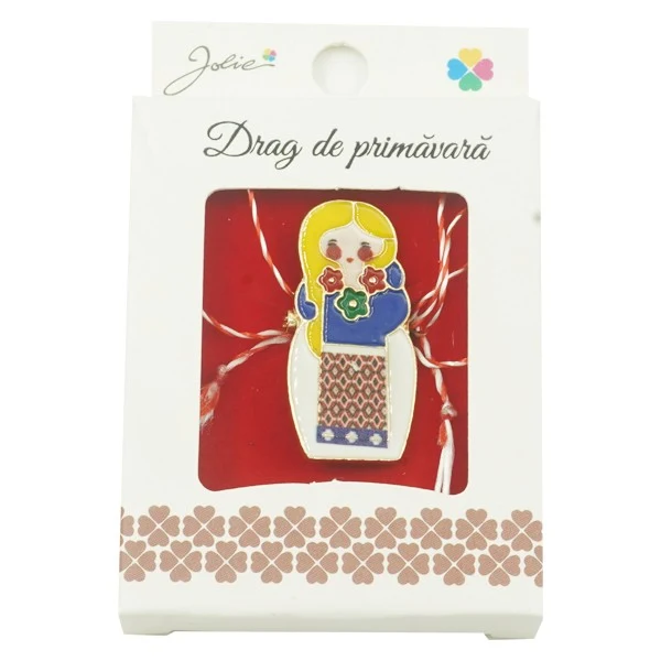 Brosa Mica Cutie Jolie model Fata cu Buchet de Flori
