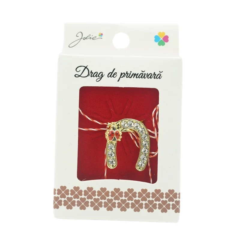 Brosa Mica Cutie Potcoava cu Pietre
