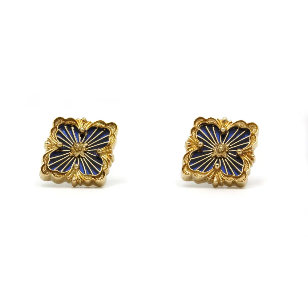 BUCCELLATI - Оперни обеци от тюл, жълто злато, син емайл