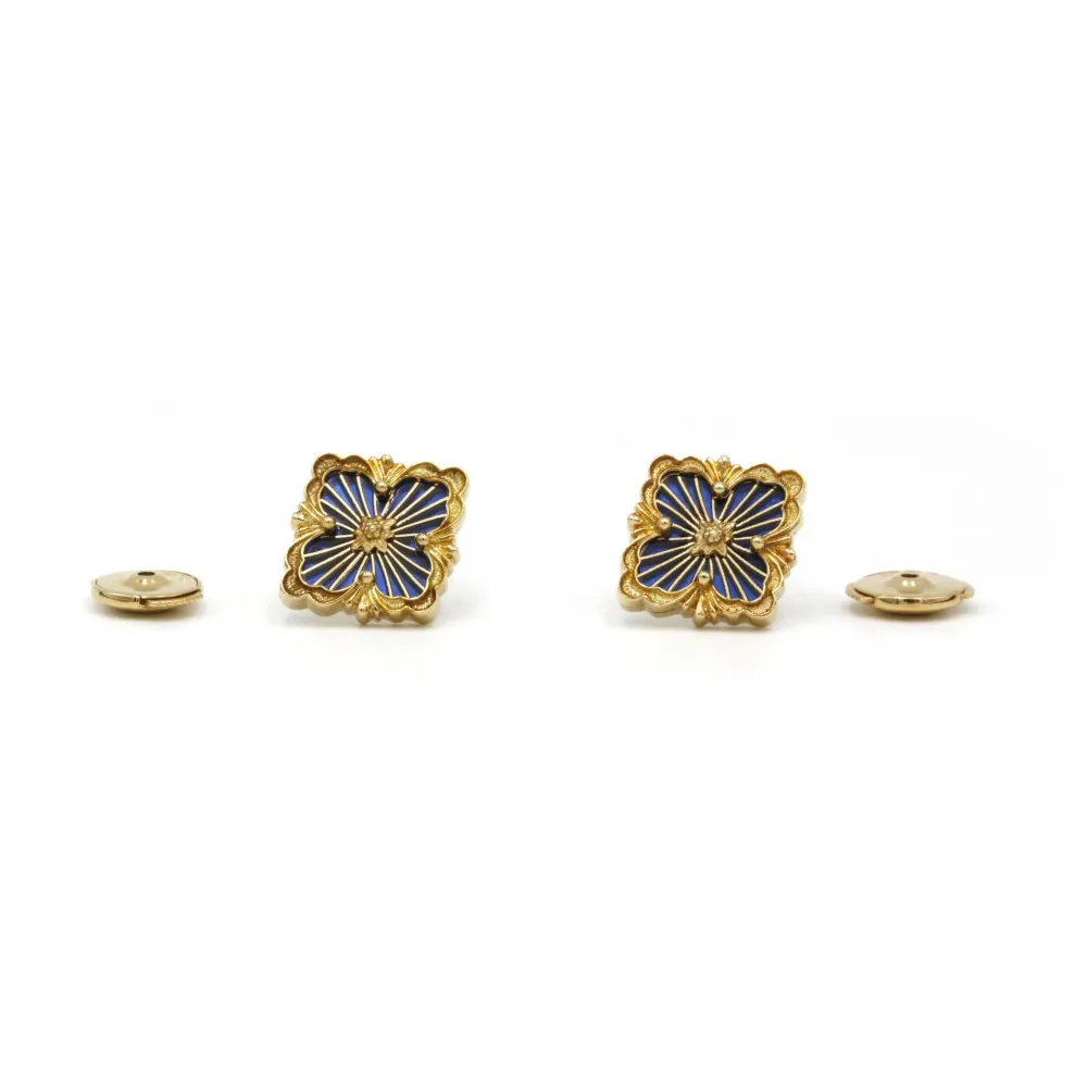 BUCCELLATI - Оперни обеци от тюл, жълто злато, син емайл
