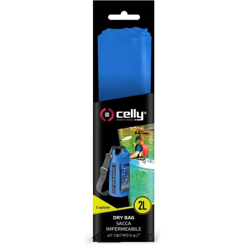Celly Explorer Dry Bag 2L | Водоустойчиво отделение за мобилен телефон (тъч) | Презрамка за рамо и закопчаване | На открито