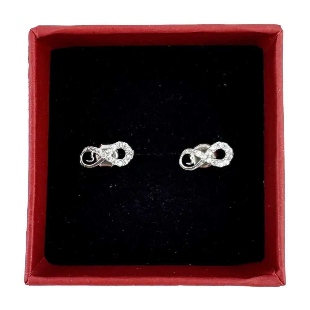 Cercei Dama Copii, Jolie, Argint 925, Model Infinit cu Pietricele, 1.5 g, Argintiu