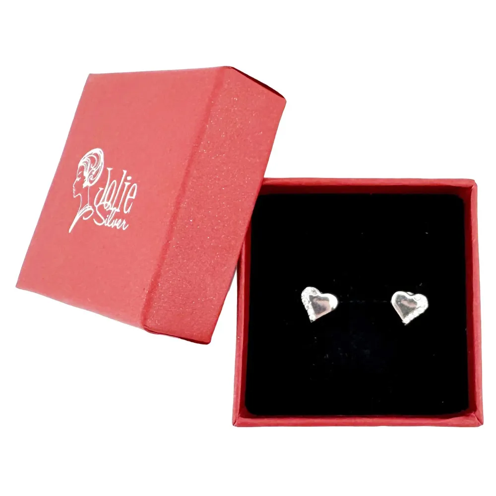 Cercei Dama Copii, Jolie, Argint 925, Model Inima cu Pietricele, 1.5 g, Argintiu