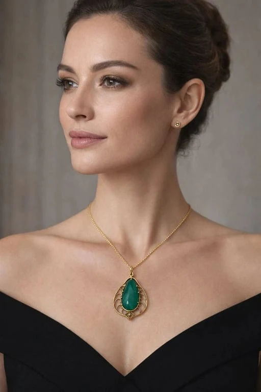 Colgante oro amarillo con esmeralda