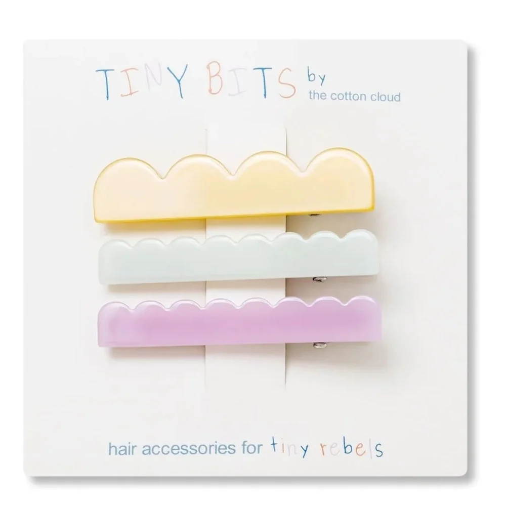 Cotton Cloud памучни клипсове за коса вълни пастелни 3 броя