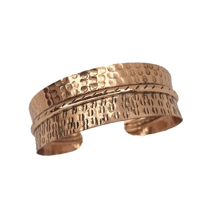 Ръчна изработка медна гривна Dual Texture #2
