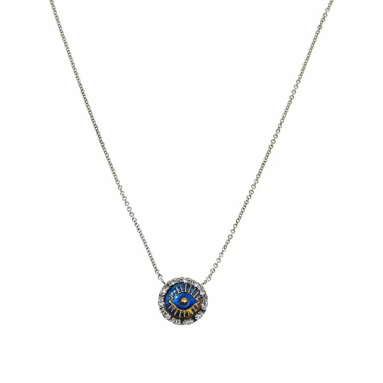 Колие-висулка от злато, естествени диаманти "EVIL EYE"