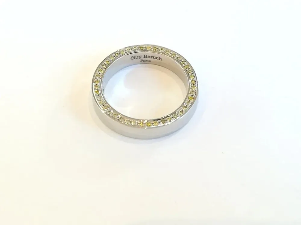 Пръстен Платина с бели и Fancy Yellow диаманти - Maison Guy Baruch