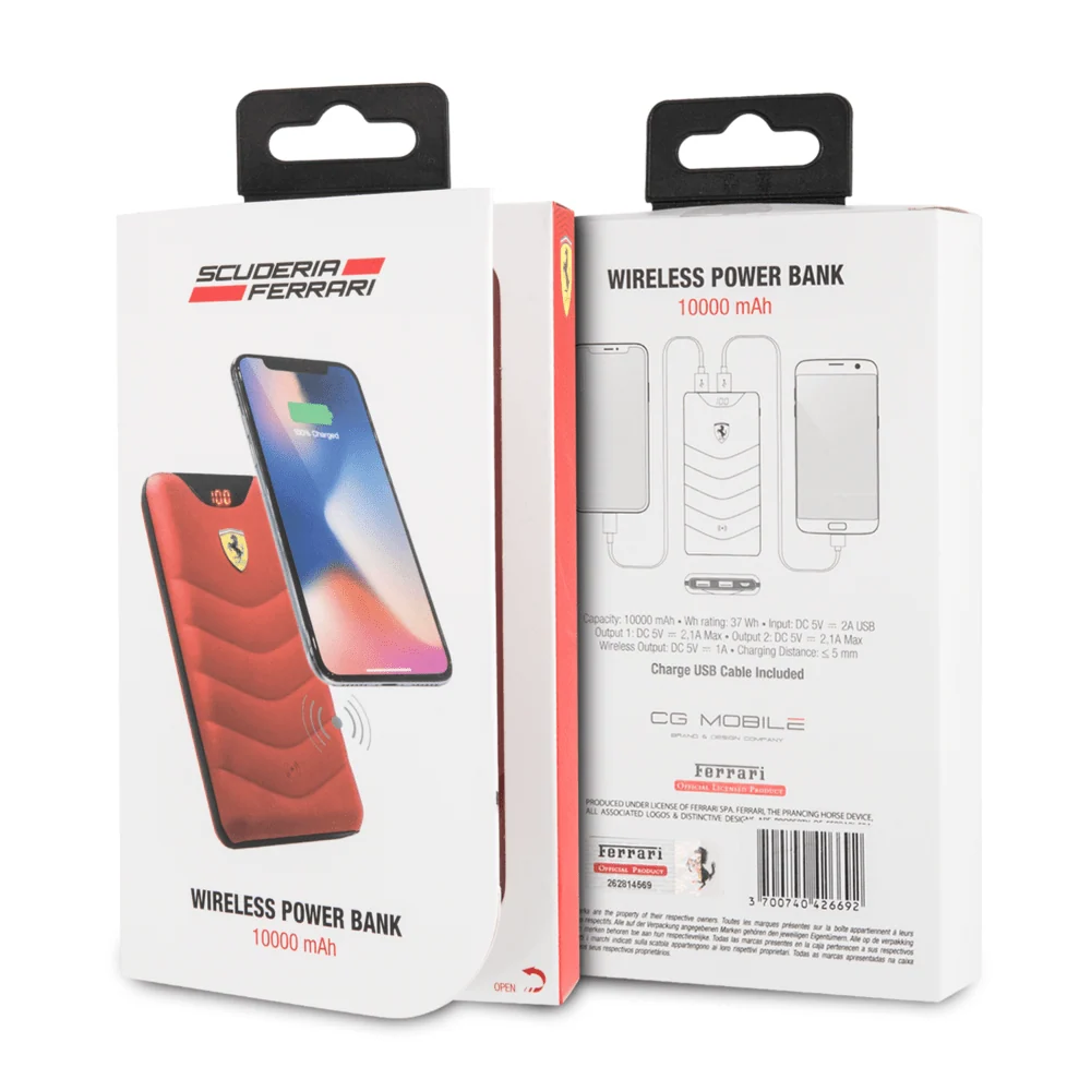 Ferrari безжична външна батерия Ferrari 10000 mAH - червена