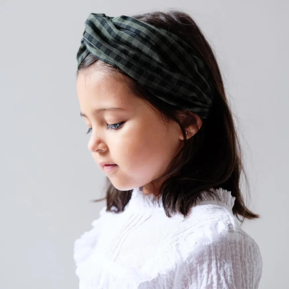 Диадема Forest green gingham wide