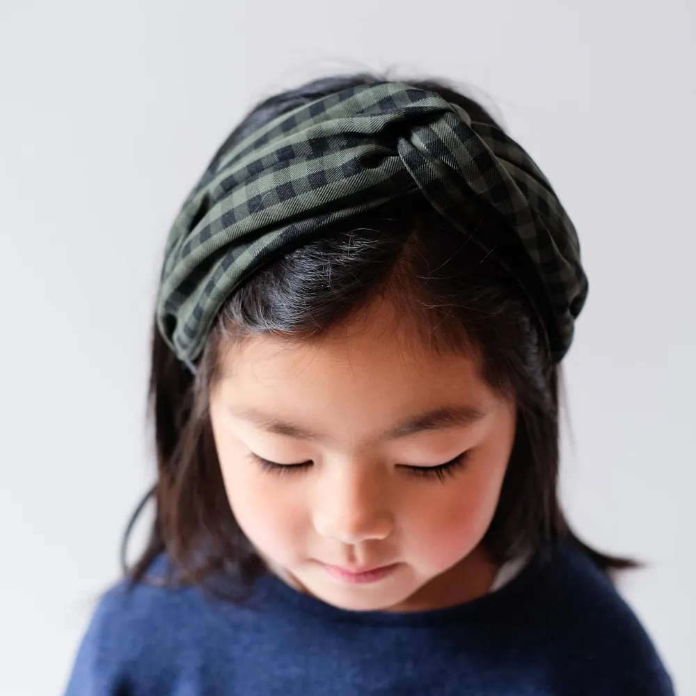 Диадема Forest green gingham wide
