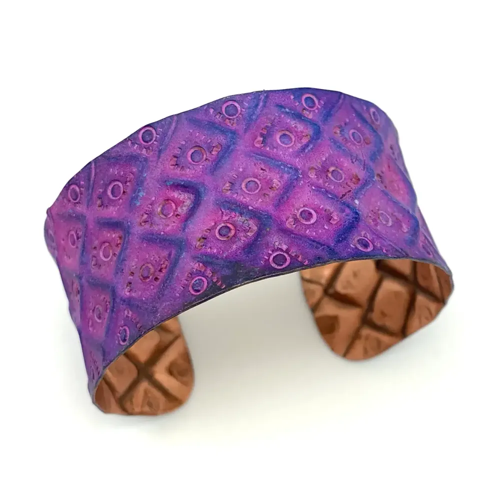 Бижу от патинирана мед Fuchsia & Purple Diamonds