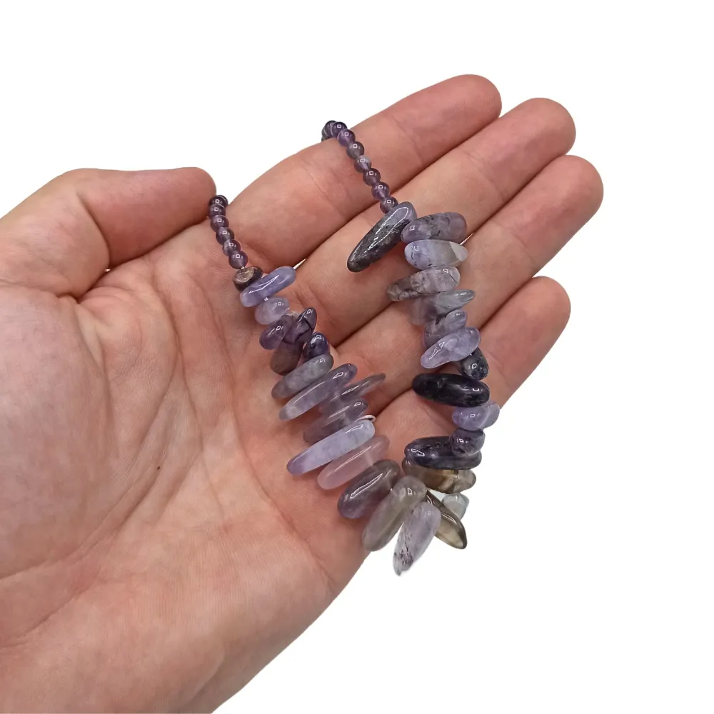 Колие с аметист – дълъг камък Gem