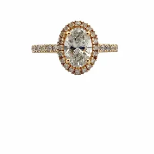 Солитер от жълто злато и диаманти със сертификат GIA