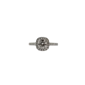 Пръстен от бяло злато с диамант GIA и естествени диаманти