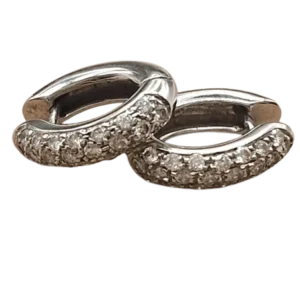 Обеци Half Hoop Diamond от бяло злато и диаманти
