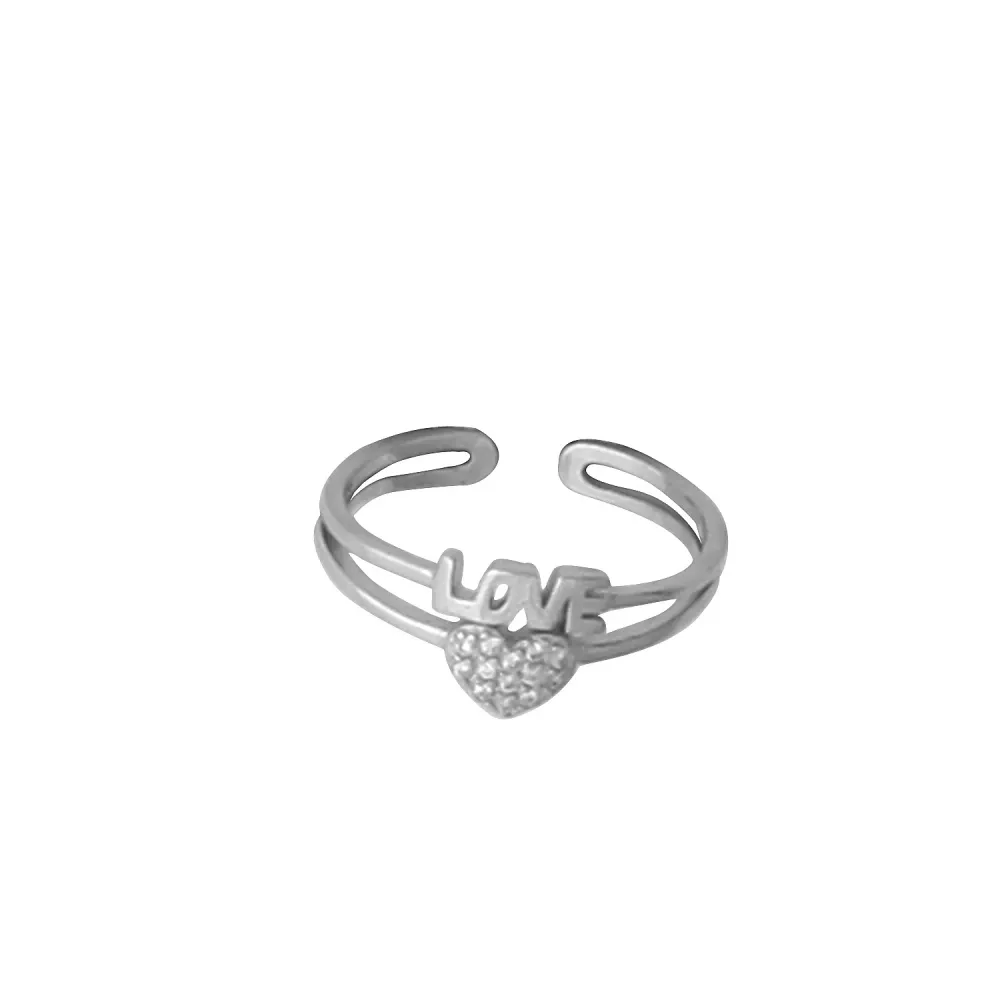 Inel din Argint 925 Disconnected, placat cu rodiu si zirconii, 49 mm
