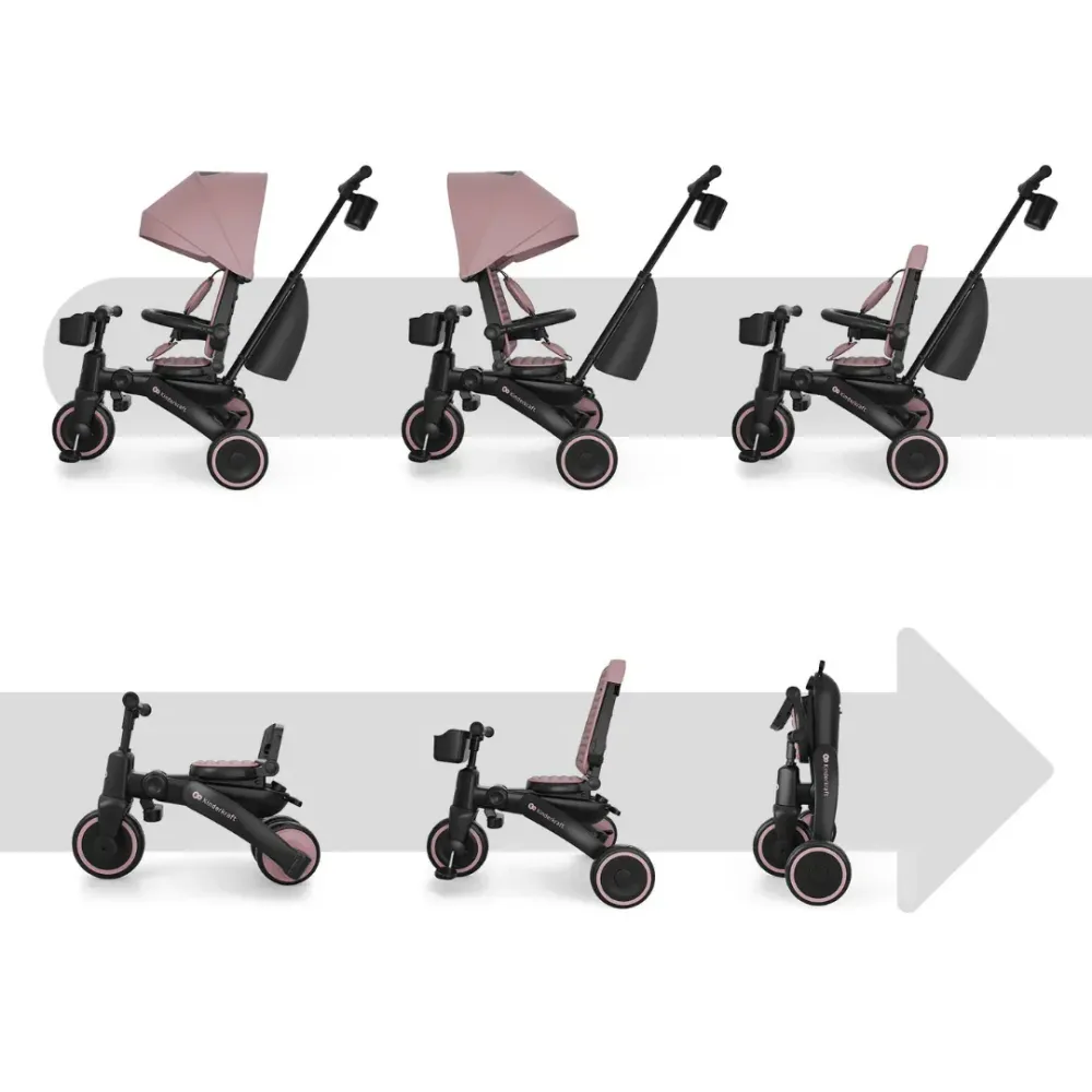 KinderKraft JAZZ 3 сгъваема триколка РОЗОВА