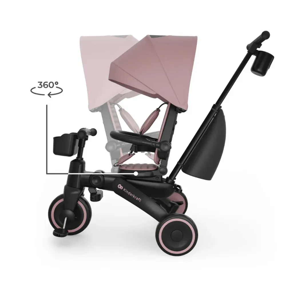 KinderKraft JAZZ 3 сгъваема триколка РОЗОВА