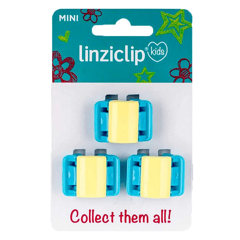 Щипка за коса детска малка жълта с тюркоаз крила Linziclip kids MINI