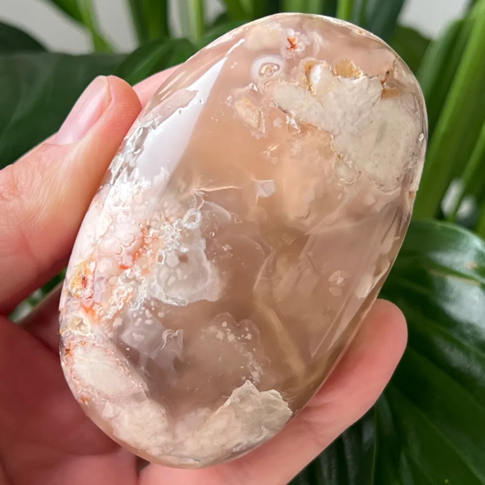 Палмов камък от ахат, корал, червен цвят m20