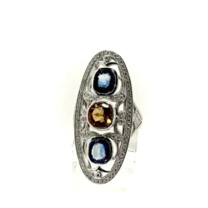 Дизайнерски пръстен Marquise със сапфир и диамант