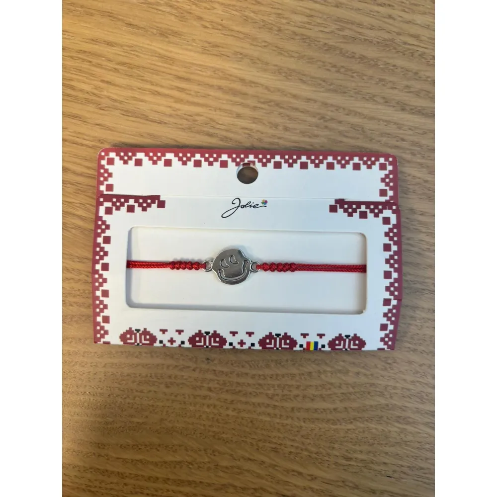 Martisor Bratara Impletita cu Pandantiv Metalic, Model Fata zambitoare