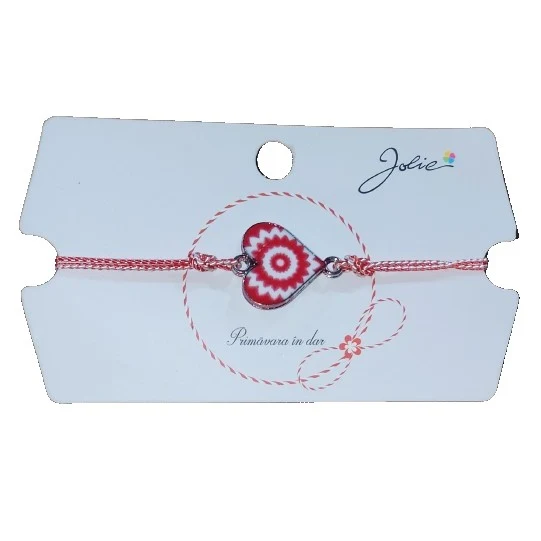 Martisor Bratara Traditionala, Snur Alb Rosu, Multiple Modele de pandantiv cu specific Traditional