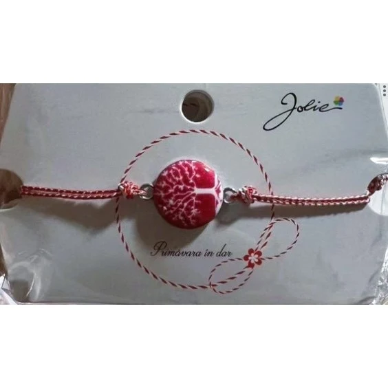 Martisor Bratara Traditionala, Snur Alb Rosu, Multiple Modele de pandantiv cu specific Traditional