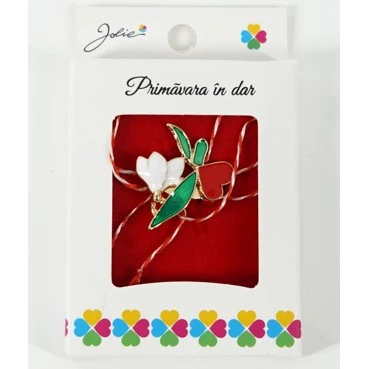 Martisor Brosa Mica Cutie, Dimensiune Brosa 2.5-3 cm, Material Metal, Model Ghiocel