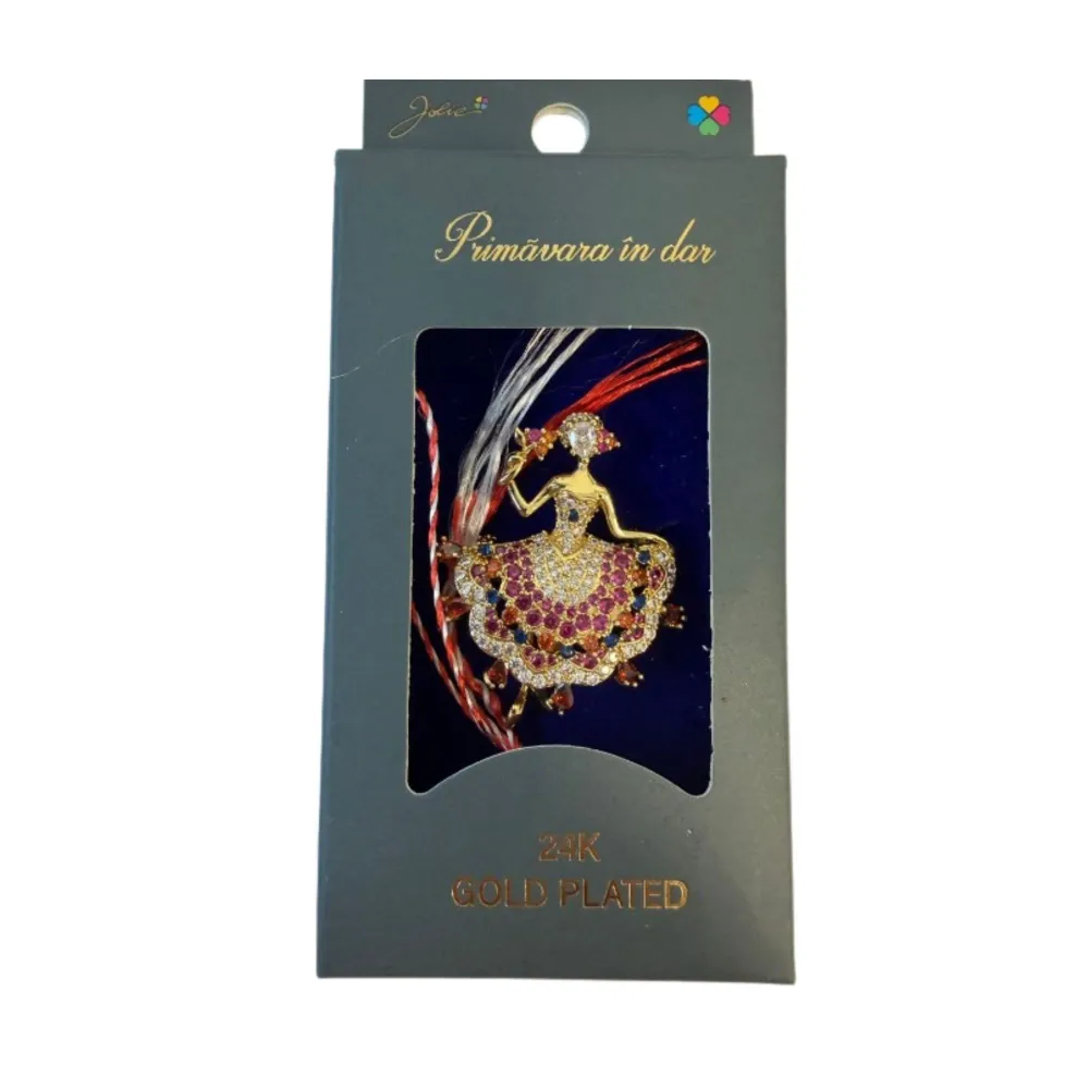 Martisor cu Brosa Placata cu Aur 24K, Jolie, Ambalaj Carton cu Design, Material Metal, Model Balerina, Dimensiune Brosa 2....