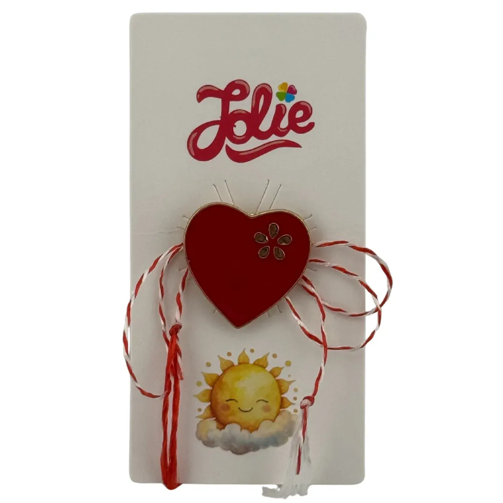 Martisor pentru copii, Jolie, Material Metal, Ambalaj Carton cu Design, Dimensiune Brosa Aproximativ 2x2 cm, Multicolor, M...