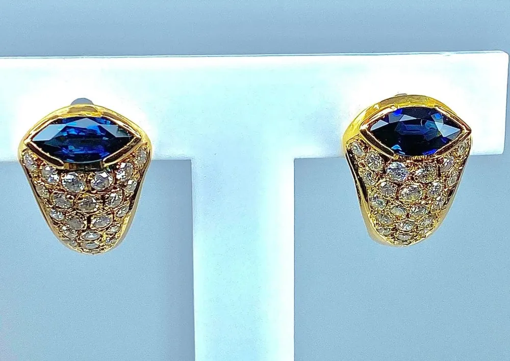 Диамантени обеци Navette Sapphire