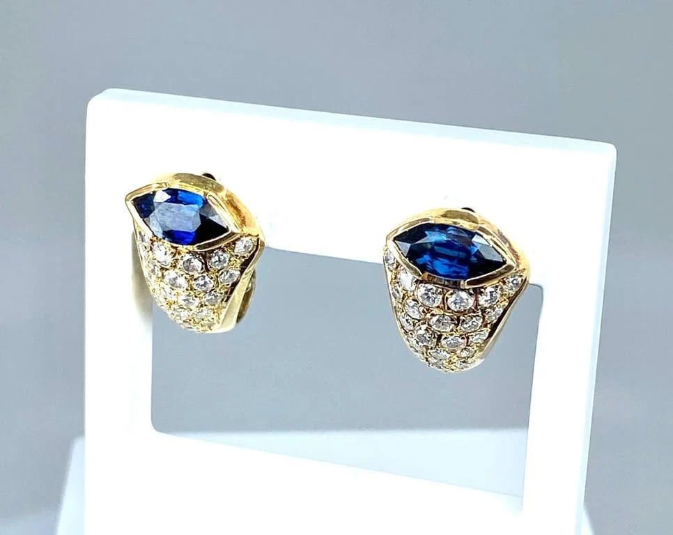 Диамантени обеци Navette Sapphire