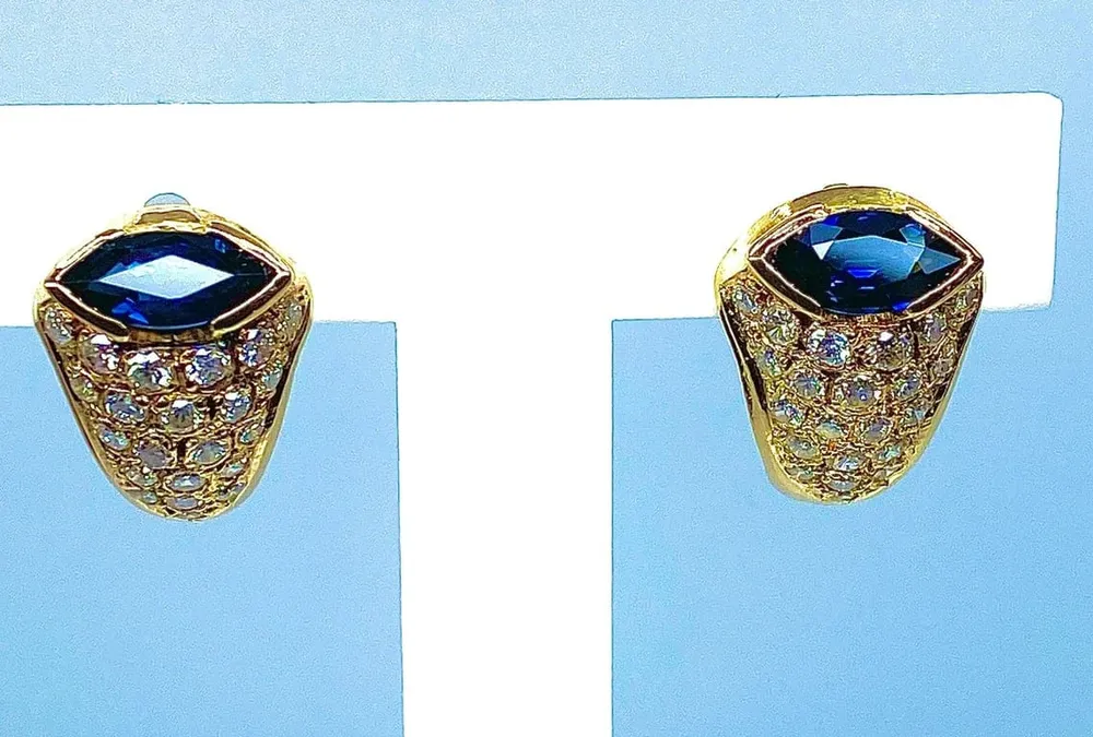 Диамантени обеци Navette Sapphire